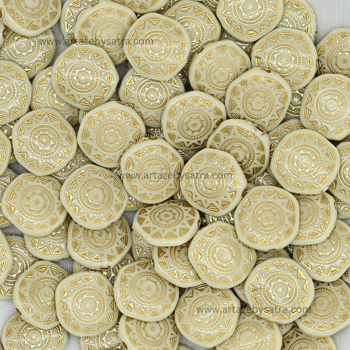 Round with Gold Band Beads | Size : 18mm