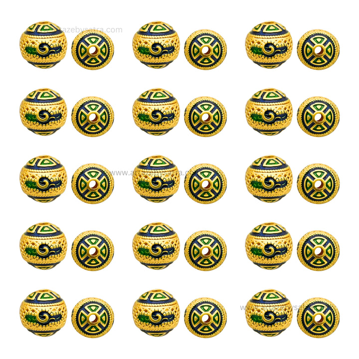 Brass Enamel Beads | High Quality | Size : 10mm | Qty : 4pcs