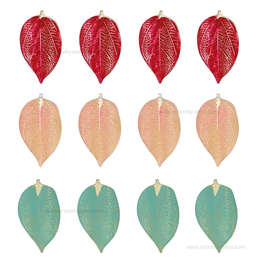 Leaf Coloured Metal Art | Size : 5,5.5inch | Qty : 4pcs | MA480