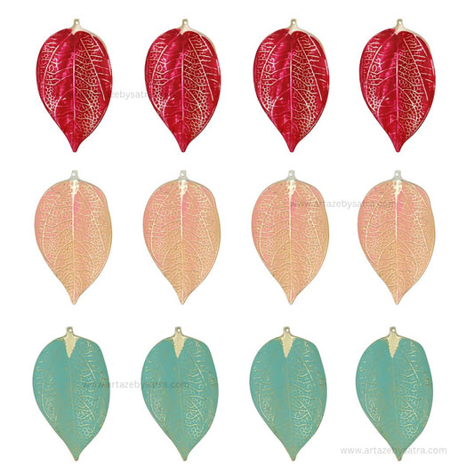 Leaf Coloured Metal Art | Size : 5,5.5inch | Qty : 4pcs | MA480
