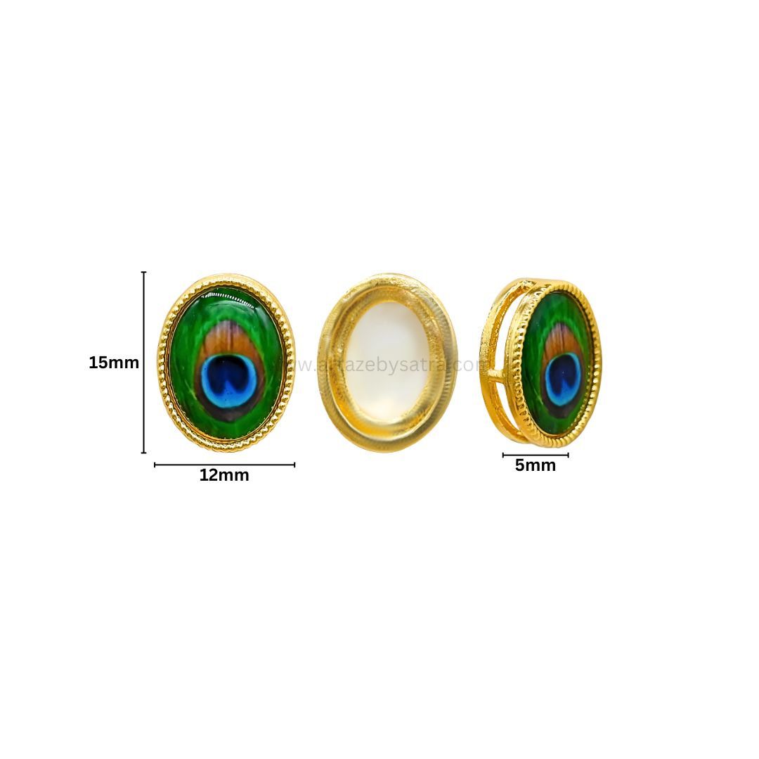 Oval Peacock Meenakari Kundan Beads | Size : 12mm | Qty : 12pcs | MK44