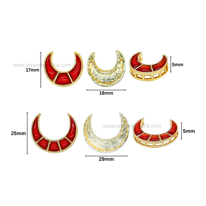 Chand Meenakari Kundan Beads | Size : 18,25mm | Qty : 6pcs