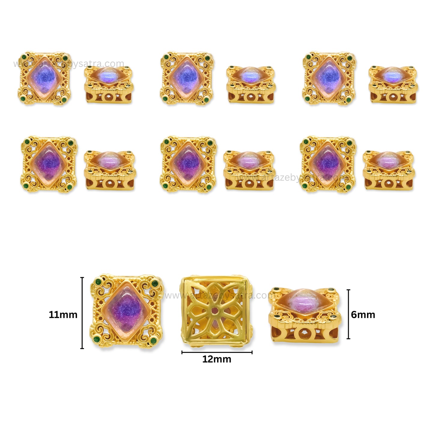 Brass Stone Beads | High Quality | Size : 12mm | Qty : 2pcs