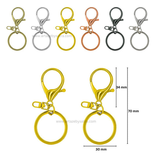 Keychain Set with Lobster Clasps | Size : 70mm | Qty : 10pcs | BF43