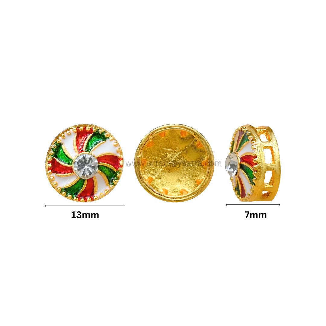 Meenakari Kundan Beads | Size : 13mm | Qty : 12pcs | MK46