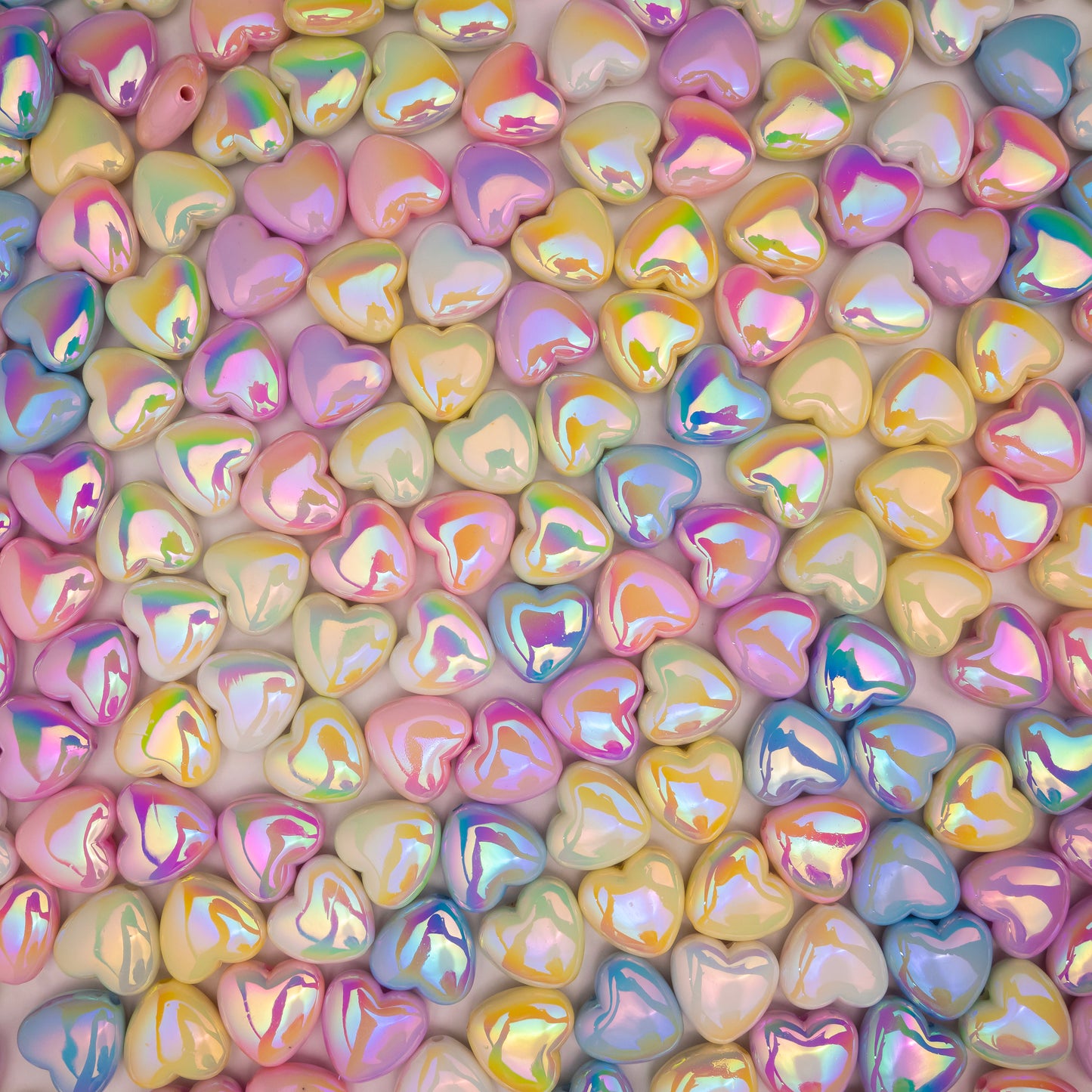 Assorted Shiny Heart Plastic Beads | Size: 18mm | Qty: 10pcs (High Quality) | PB199