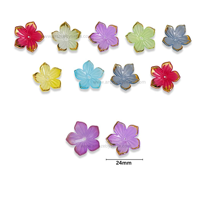 Assorted Acrylic Golden Colour Outlines Flower Beads