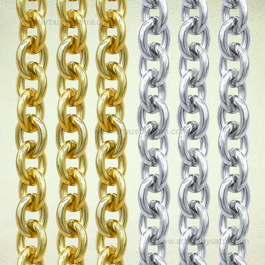 Metallic Mask Acrylic Chain Oval | Size : H-27mm W-22mm | Qty : 1mtr | AC20