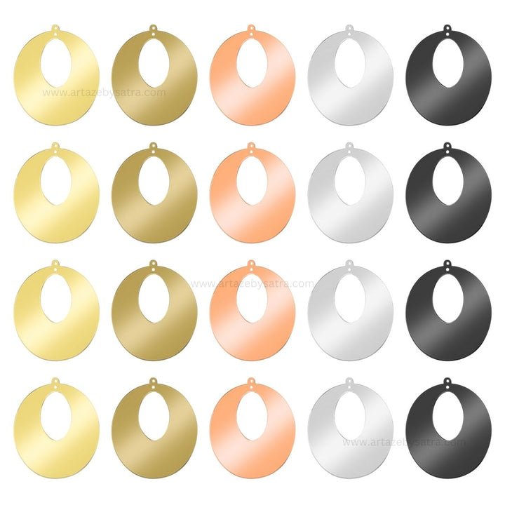 1 Loop Oval Shiny Finish Metal Art | Size : 49mm | Qty : 10pcs | MA386