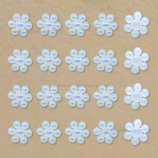 Flower AB Plastic Pearl (No Hole) | Size : 11mm | Qty : 50pcs | PPB76