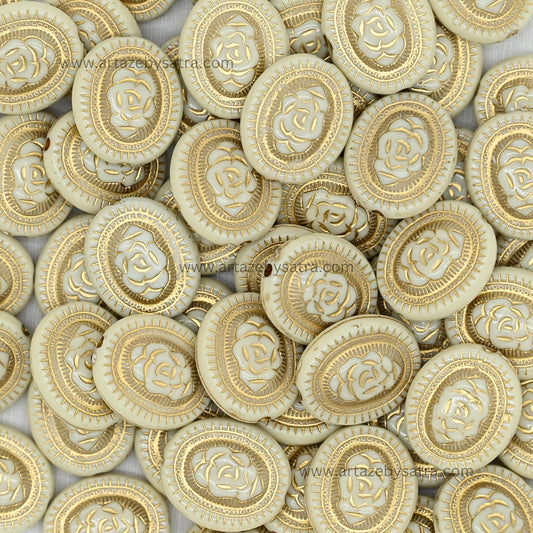 Flat Oval Rose Beads | Size : 22mm | PB69