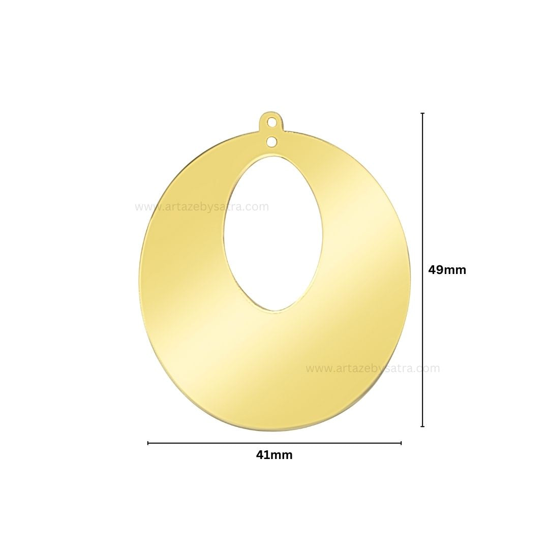 1 Loop Oval Shiny Finish Metal Art | Size : 49mm | Qty : 10pcs | MA386