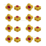 Brass Enamel Pink Stone Beads | High Quality | Size : 13mm | Qty : 4pcs