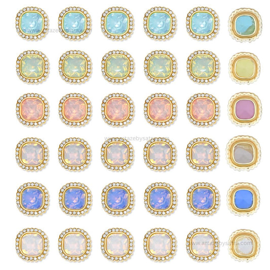 Diamond Square Meenakari Kundan Beads | Size : 19mm | Qty : 6pcs | MKB28