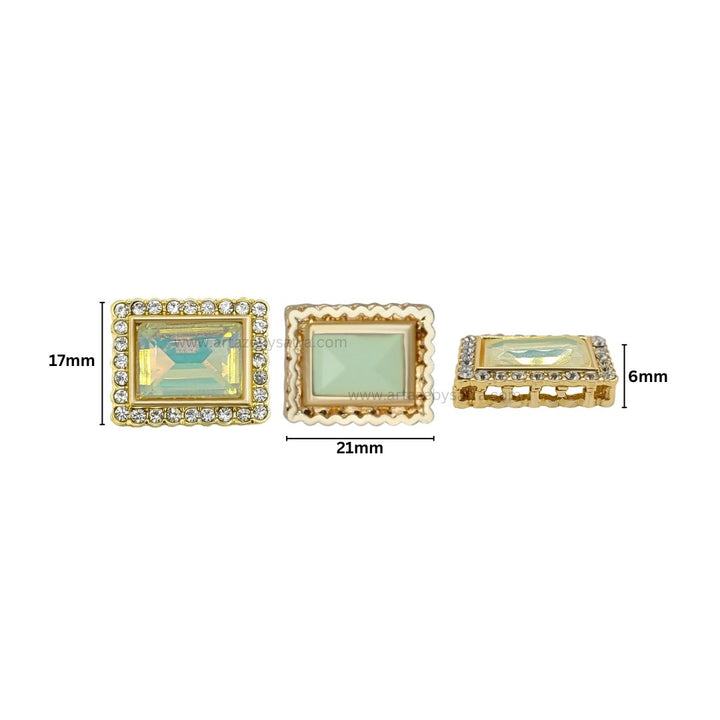 Diamond Rectangle Meenakari Kundan Beads | Size : 17mm | Qty : 6pcs | MKB01