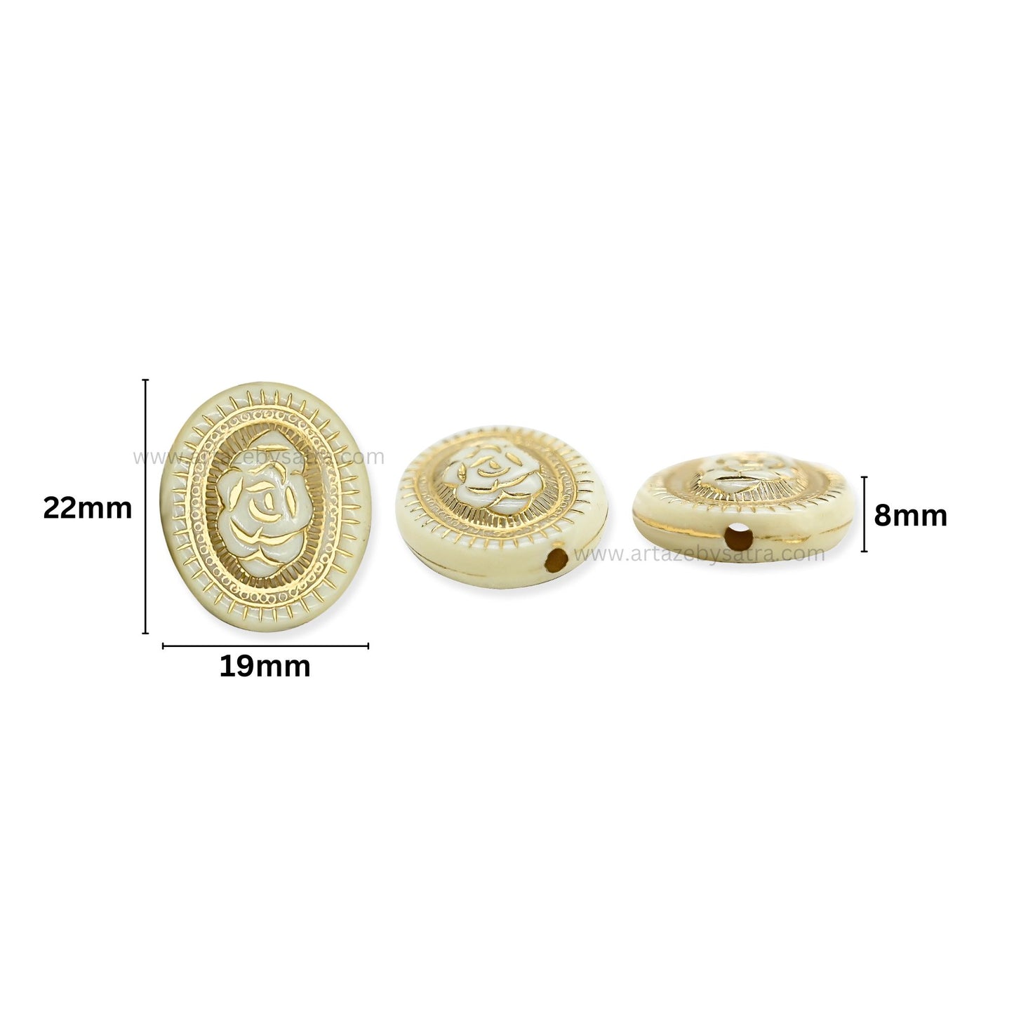 Flat Oval Rose Beads | Size : 22mm | PB69