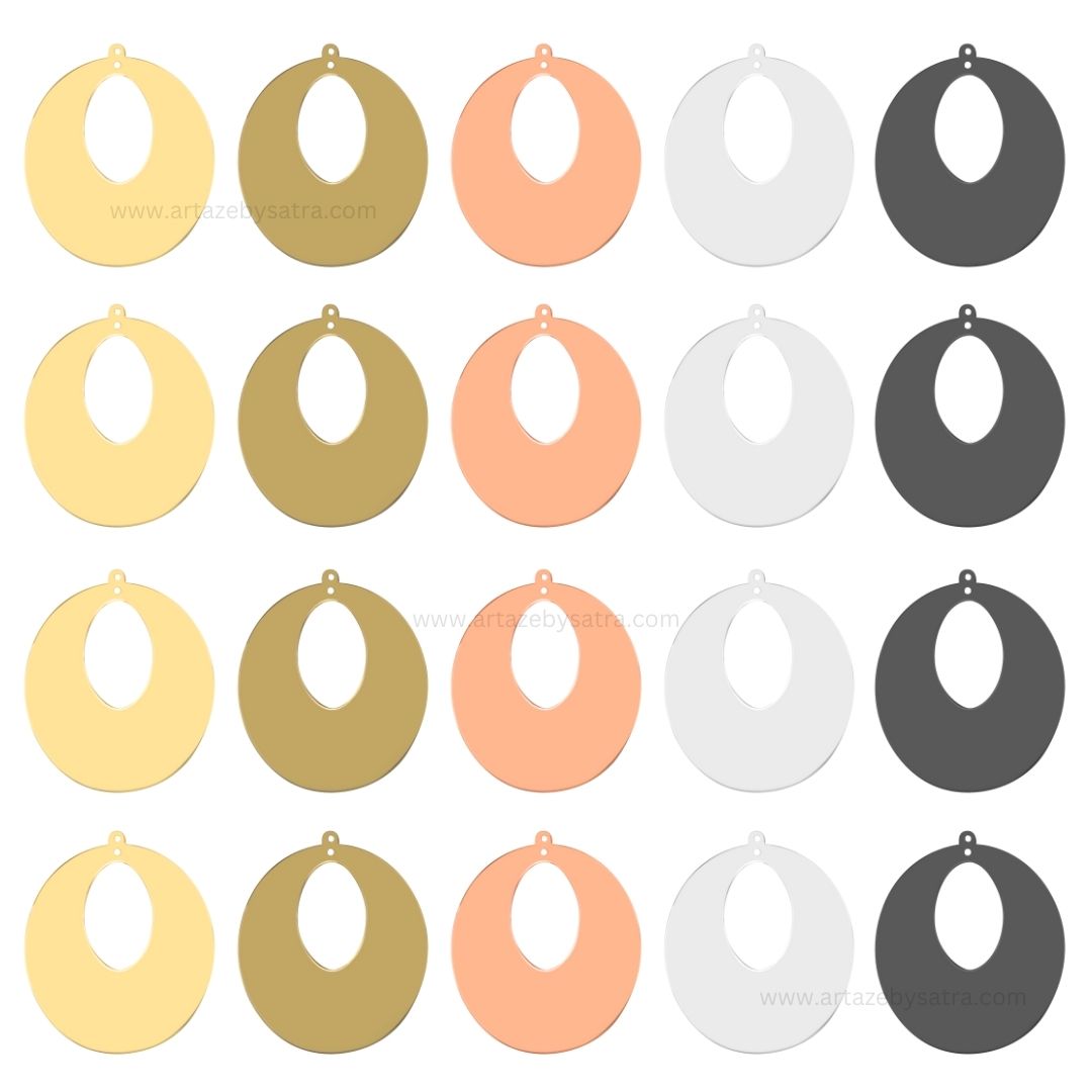 1 Loop Oval Matt Finish Metal Art | Size : 49mm | Qty : 100g | MF26