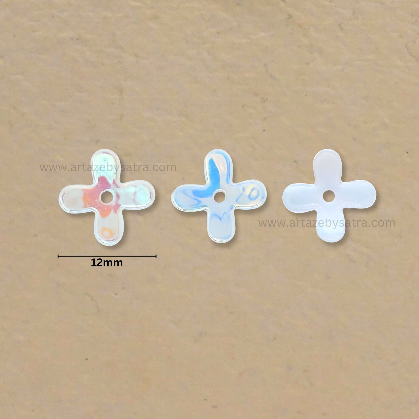 Flower AB Plastic Pearl (1 Hole) | Size : 12mm | Qty : 50pcs | PPB78