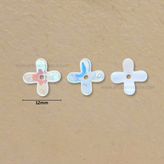 Flower AB Plastic Pearl (1 Hole) | Size : 12mm | Qty : 50pcs | PPB78