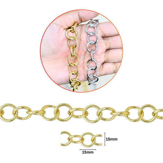 Aluminium Chain | Size : W-15mm H-15mm | Qty : 1mtr | JT-19-35-9