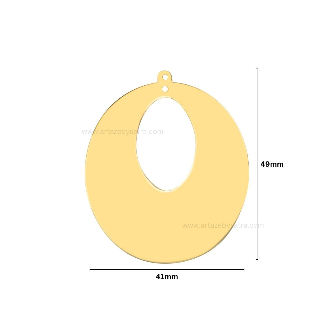 1 Loop Oval Matt Finish Metal Art | Size : 49mm | Qty : 10pcs | MA385