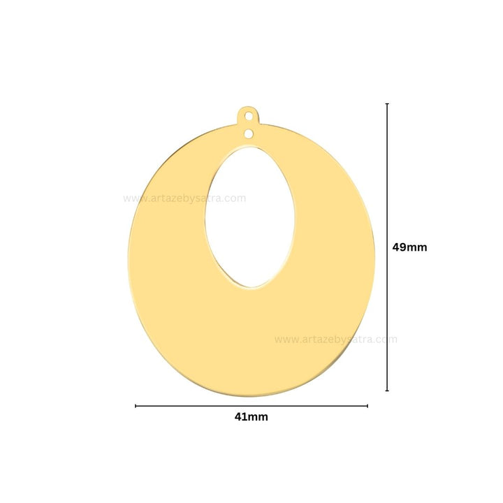 1 Loop Oval Matt Finish Metal Art | Size : 49mm | Qty : 10pcs | MA385
