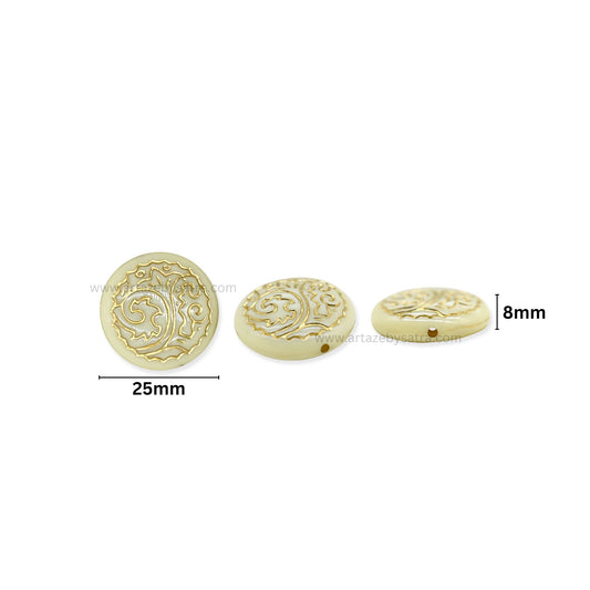 Round with Gold Band Beads | Size : 25mm | PB39