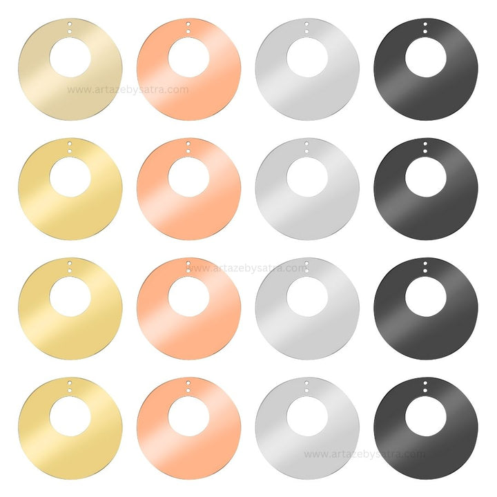 2 Loop Round Shiny Finish Metal Art | Size : 40mm | Qty : 10pcs | MA383
