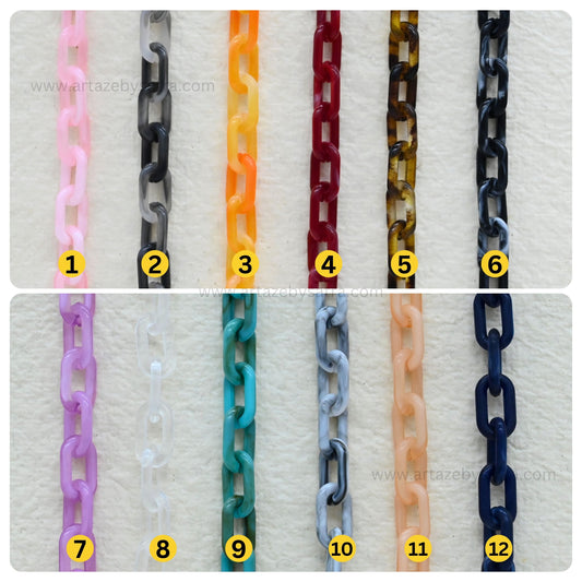 Acrylic Link Chains Oval Size : 9mm | 1mtr | AC34