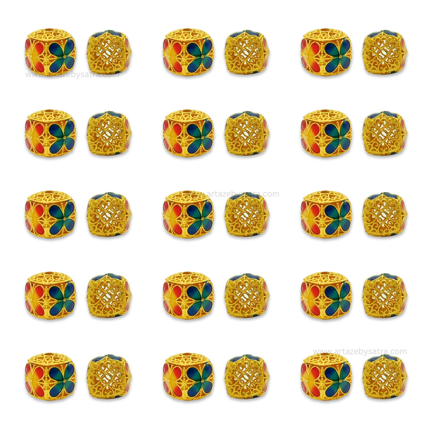 Brass Cube Enamel Charms Beads | High Quality | Size : 10mm | Qty : 4pcs