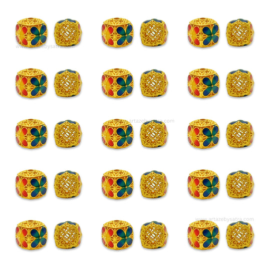 Brass Cube Enamel Charms Beads | High Quality | Size : 10mm | Qty : 4pcs