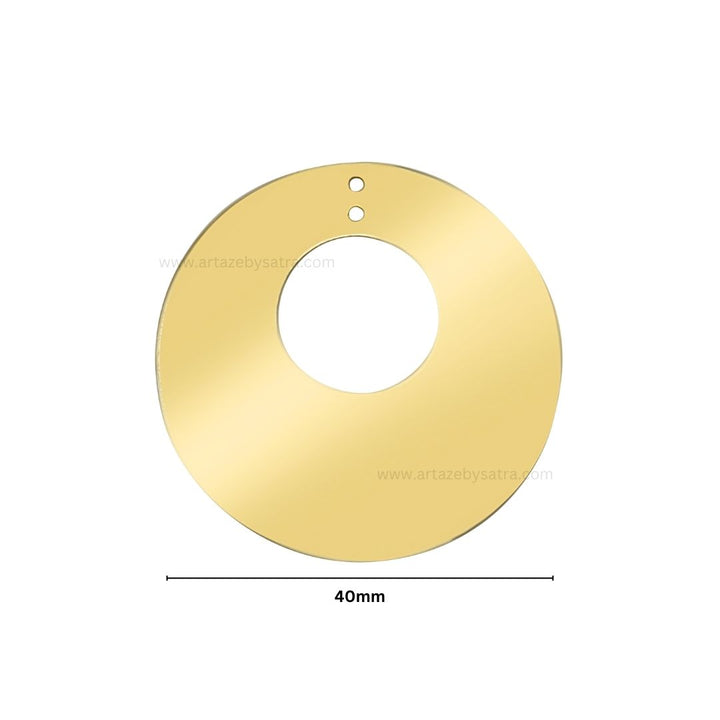 2 Loop Round Shiny Finish Metal Art | Size : 40mm | Qty : 10pcs | MA383
