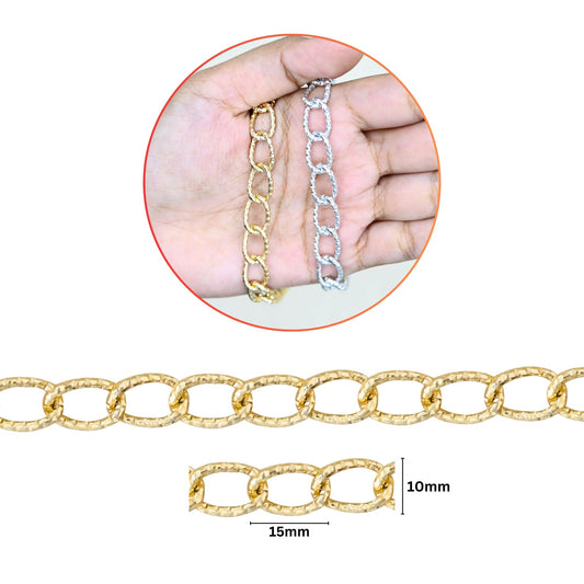 Aluminium Chain | Size : W-10mm H-15mm | Qty : 1mtr | JT-14-43-1