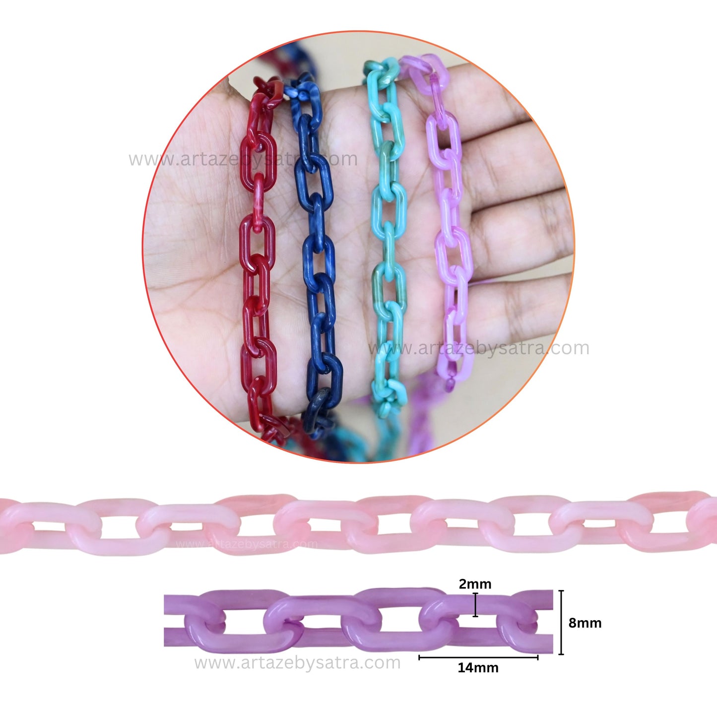 Acrylic Link Chains Oval Size : 9mm | 1mtr | AC15