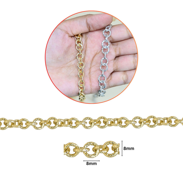 Aluminium Chain | Size : W-8mm H-8mm | Qty : 1mtr | JT-19-35-24