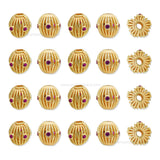 Luxurious Gold Filigree Oval Beads with Ruby Inlays | Qty : 1pc | Size : 10mm