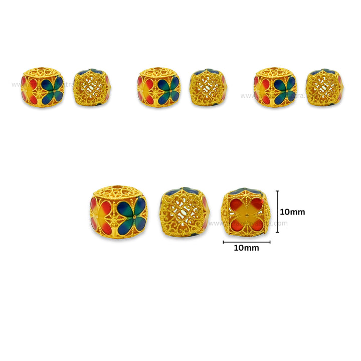 Brass Cube Enamel Charms Beads | High Quality | Size : 10mm | Qty : 4pcs