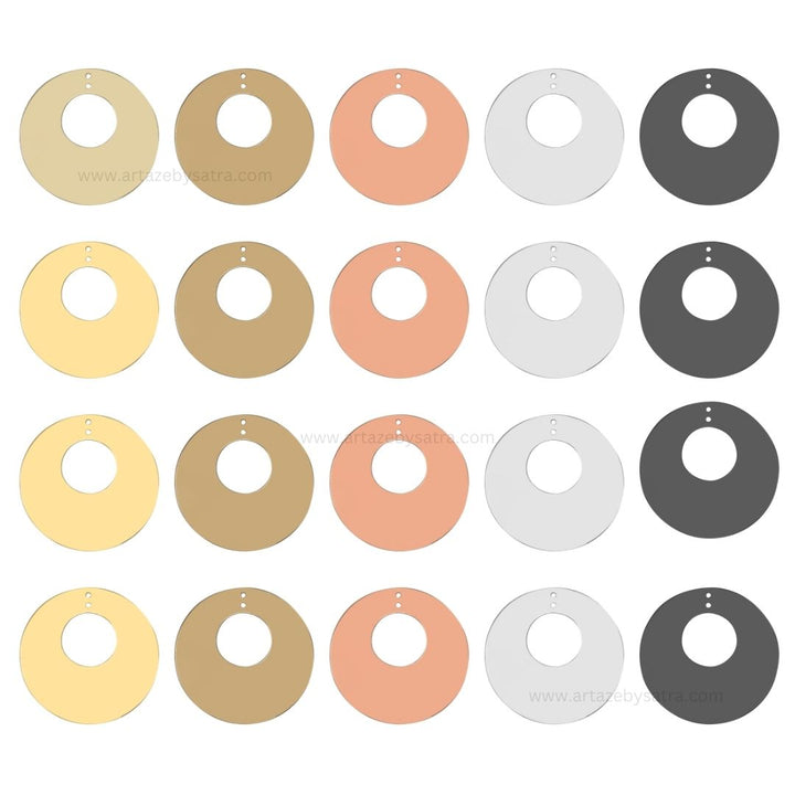 2 Loop Round Matt Finish Metal Art | Size : 40mm | Qty : 10pcs | MA382