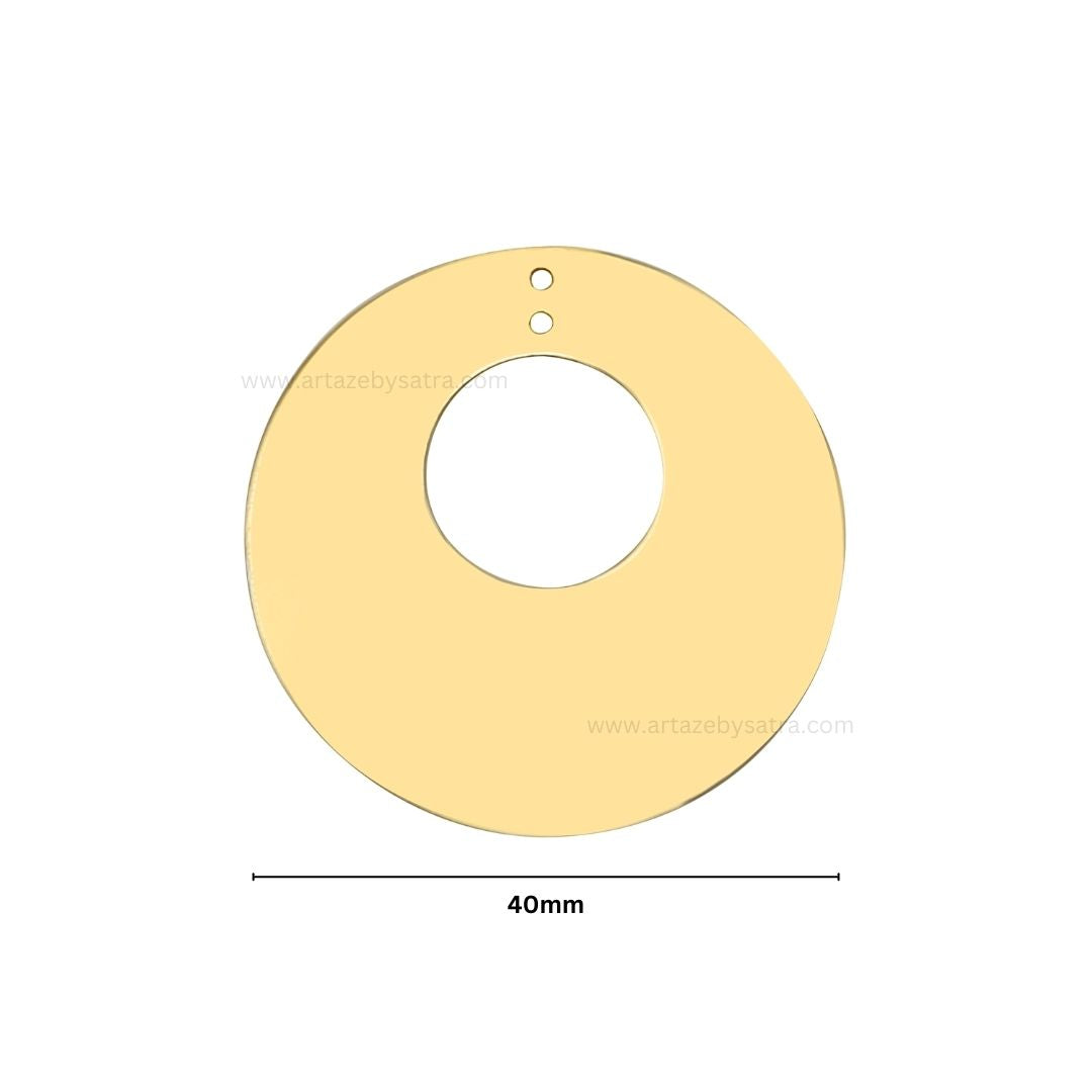 2 Loop Round Matt Finish Metal Art | Size : 40mm | Qty : 10pcs | MA382