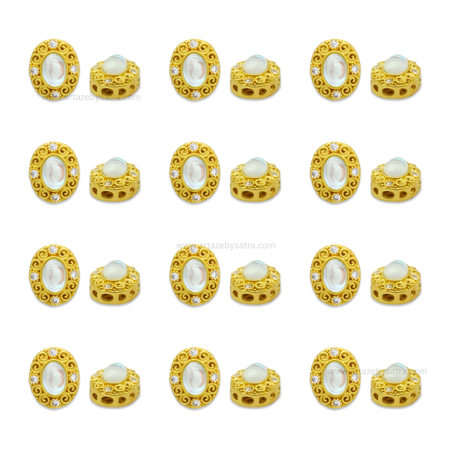 Brass Stone Beads | High Quality | Size : 13mm | Qty : 4pcs
