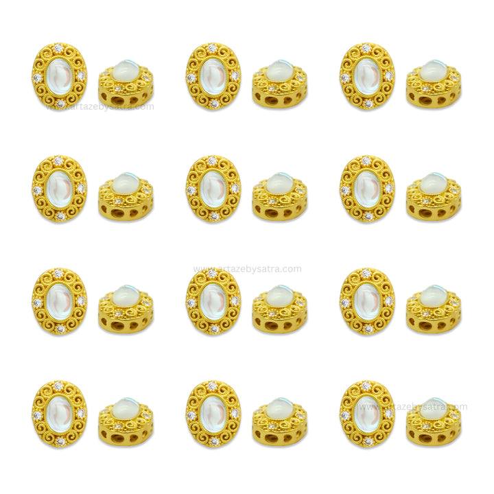 Brass Stone Beads | High Quality | Size : 13mm | Qty : 4pcs