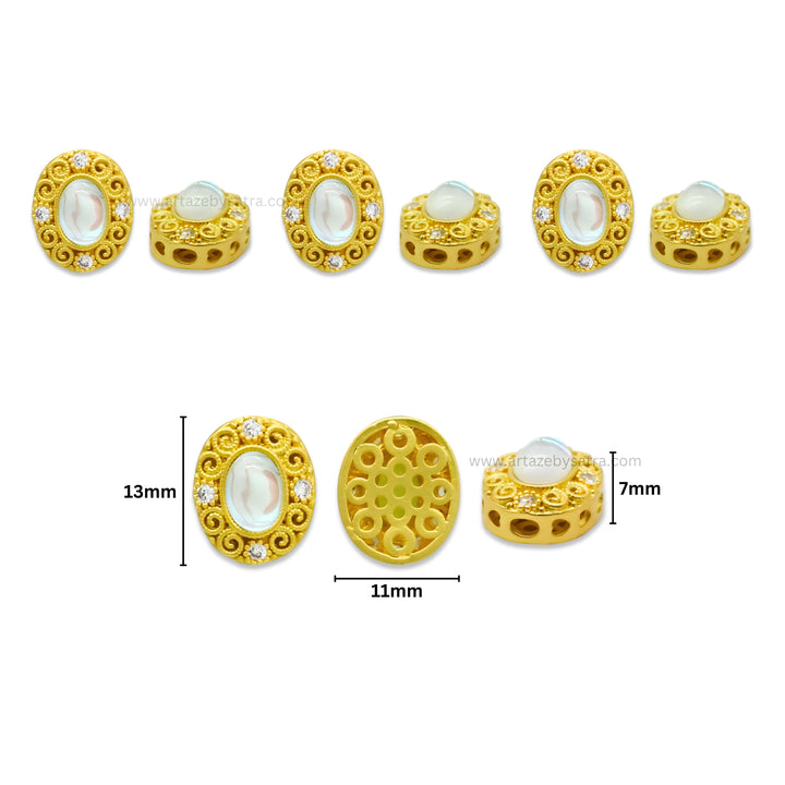 Brass Stone Beads | High Quality | Size : 13mm | Qty : 4pcs