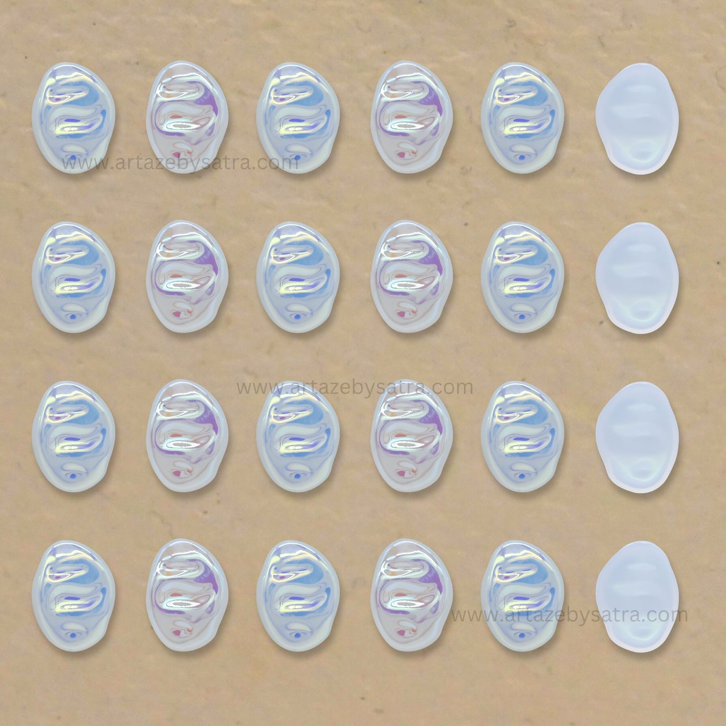 Oval AB Plastic Pearl (No Hole) | Size : 11mm | Qty : 50pcs | PPB79