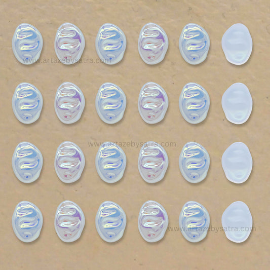 Oval AB Plastic Pearl (No Hole) | Size : 11mm | Qty : 50pcs | PPB79