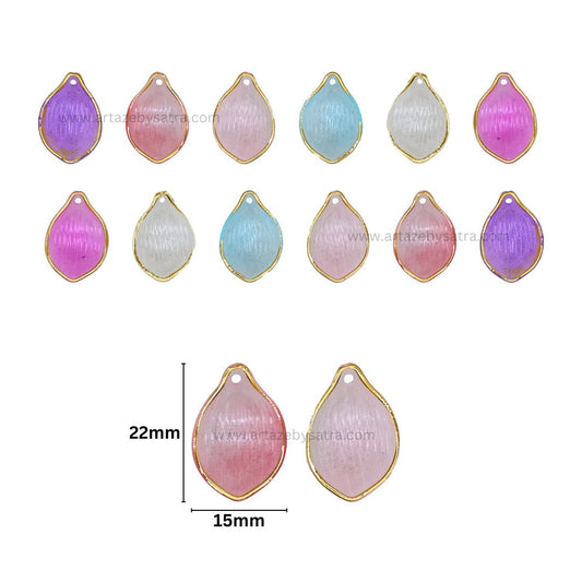 Colourful Acrylic Golden Colour Outlines Shell Beads | Size : 22mm | PB244