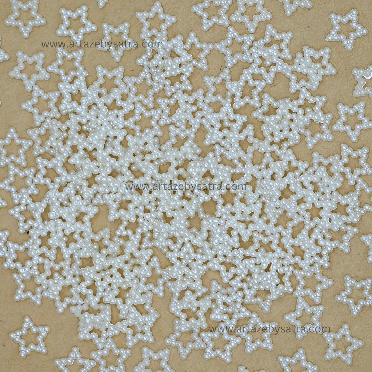 Hollow Star Shape White Pearl Beads | Size : 12mm | PPB96