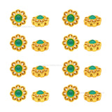 Brass Green Stone Beads | High Quality | Size : 13mm | Qty : 4pcs