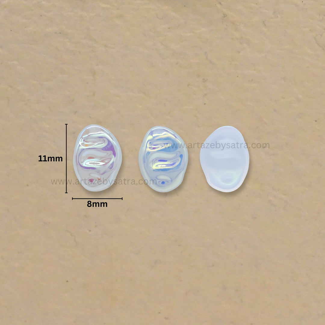 Oval AB Plastic Pearl (No Hole) | Size : 11mm | Qty : 50pcs