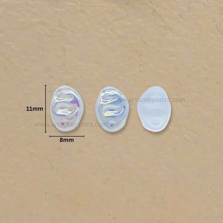 Oval AB Plastic Pearl (No Hole) | Size : 11mm | Qty : 50pcs
