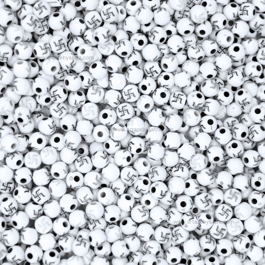 Swastik Plastic Beads | Size : 6mm | PB06